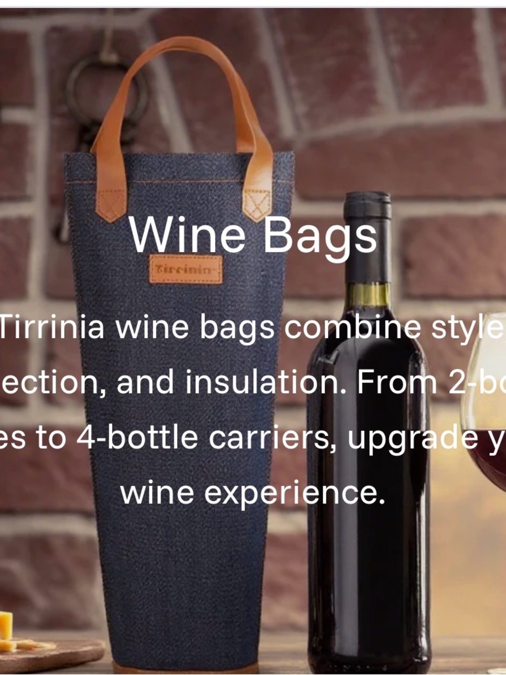 Tirrinia insulated wine bag! Black canvas Wine Tote with Tan leather handles!